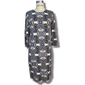 J.McLaughlin Women’s Size Small Devon Midi Sheath Dress Multicolor Geometric